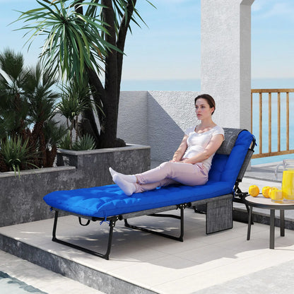 Folding Lounge Chair, 4-Level Reclining Back, Cushion, Blue Lounger Chairs at Gallery Canada