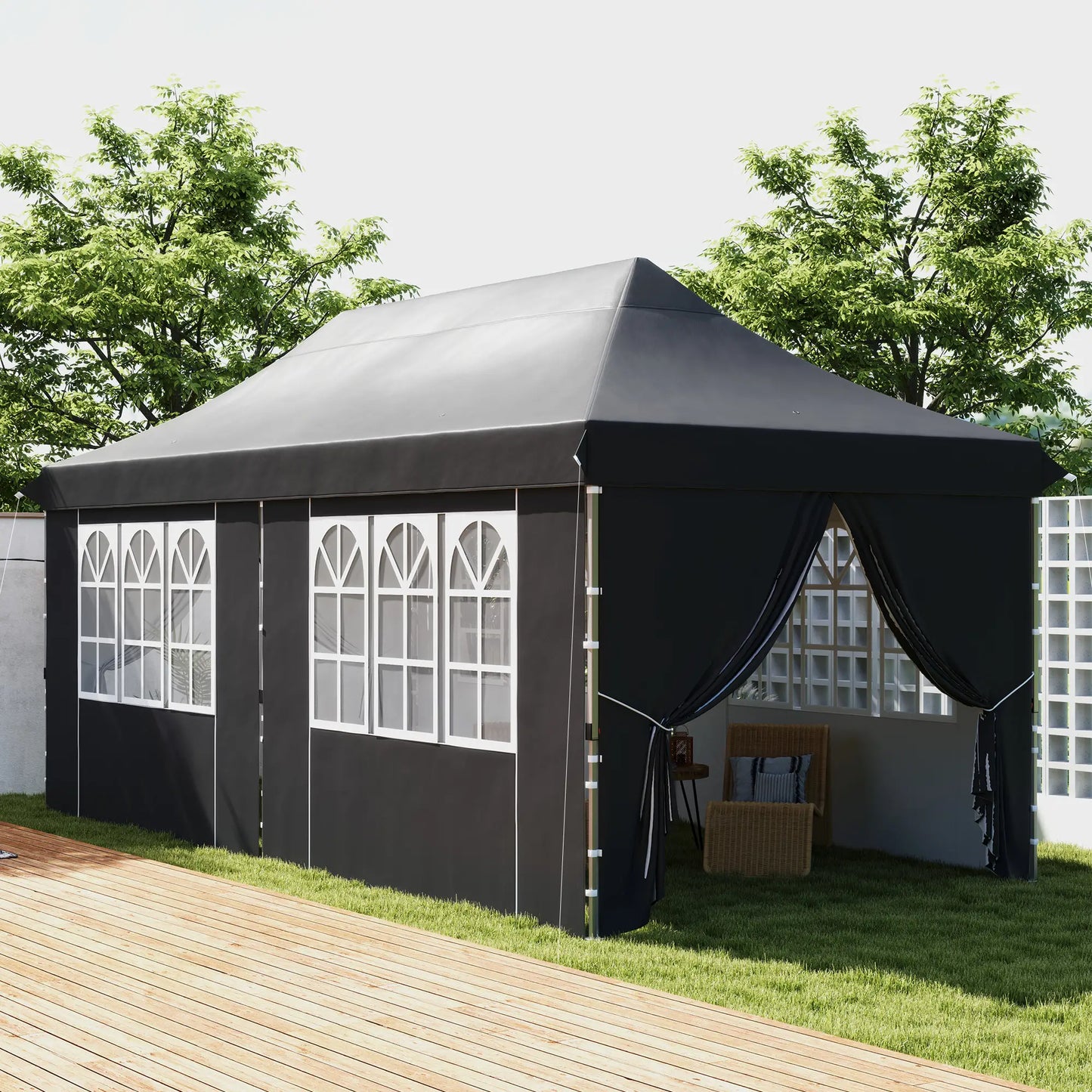 20x10 Pop Up Canopy, 6 Removable Sidewalls, Carry Bag, 6 Sand Bags, Adjustable, Grey Pop Up Canopies at Gallery Canada