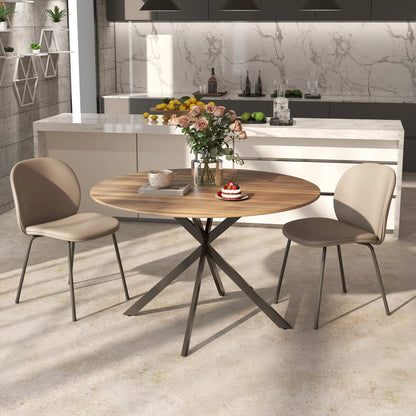 47 Inch Round Kitchen Table, Industrial Dining Table, Dark Brown Black Dining Tables at Gallery Canada