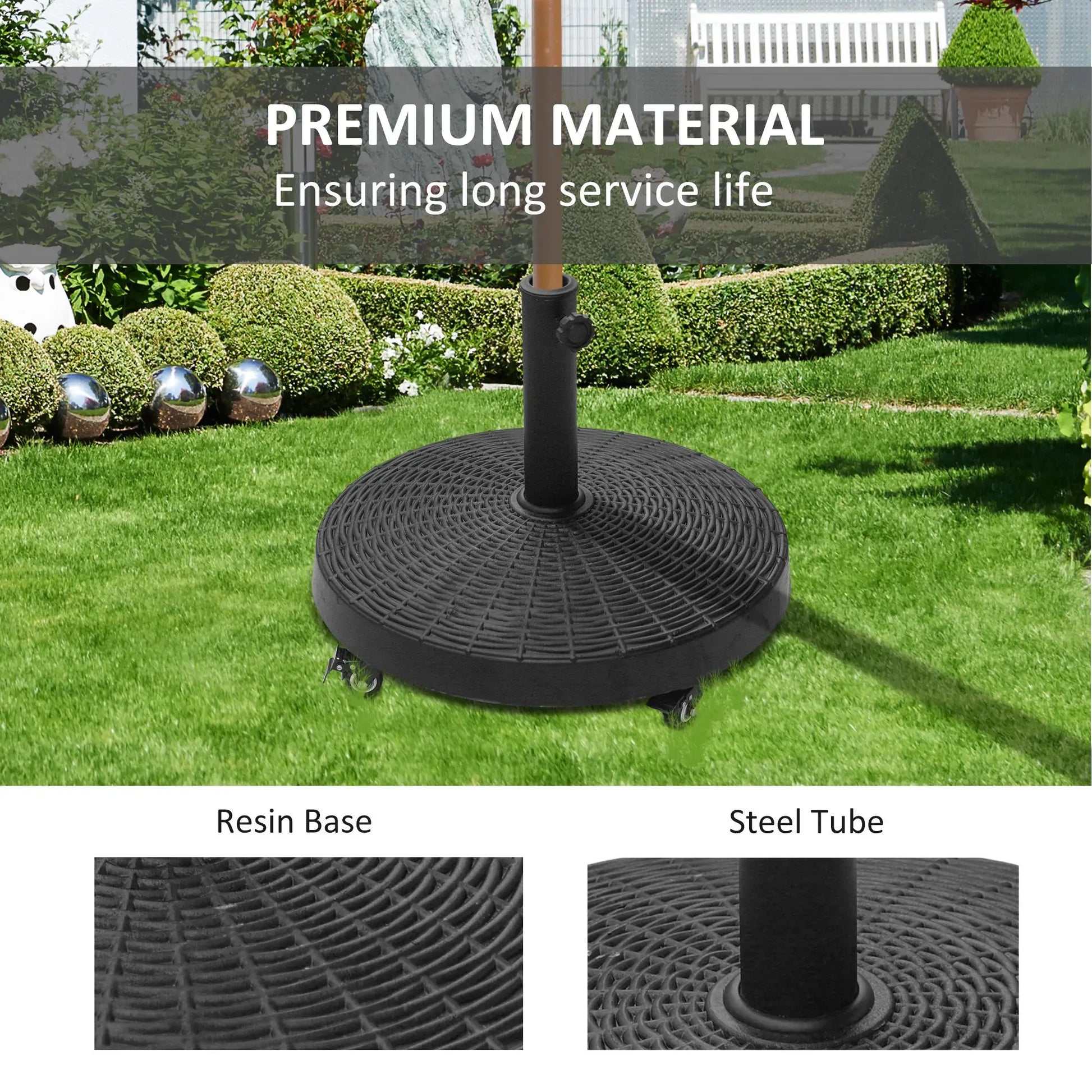 20.5" Round Resin Patio Umbrella Base, Outdoor Offset Stand, Black Umbrella Bases at Gallery Canada