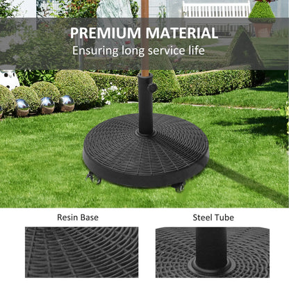 20.5" Round Resin Patio Umbrella Base, Outdoor Offset Stand, Black Umbrella Bases at Gallery Canada