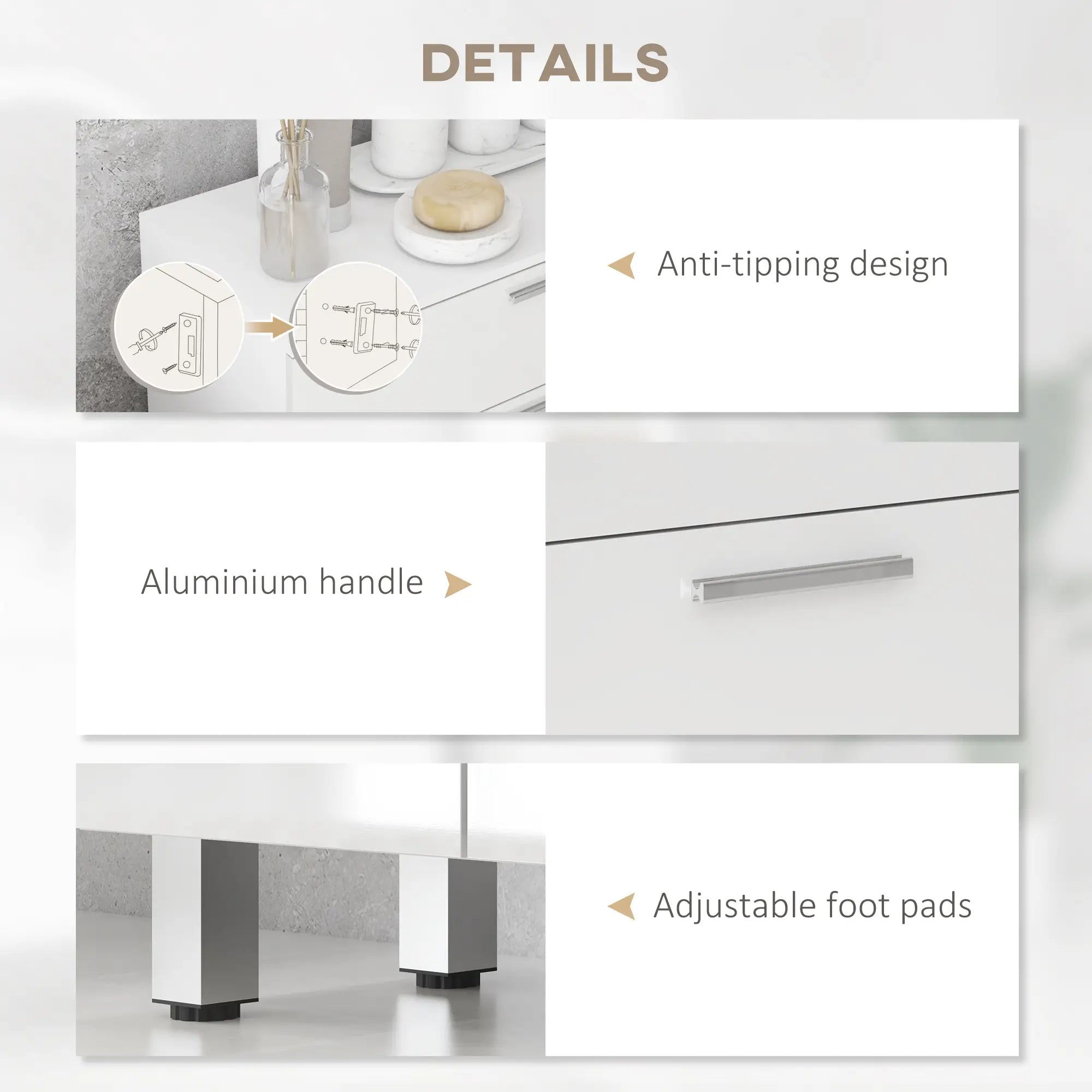 Bathroom Floor Cabinet, 2 High Gloss Drawers, White, White Freestanding Bathroom Cabinets at Gallery Canada