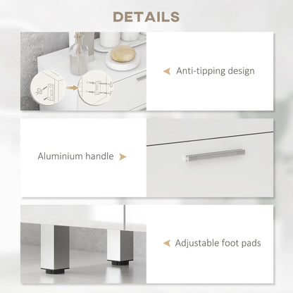 Bathroom Floor Cabinet, 2 High Gloss Drawers, White, White Freestanding Bathroom Cabinets at Gallery Canada