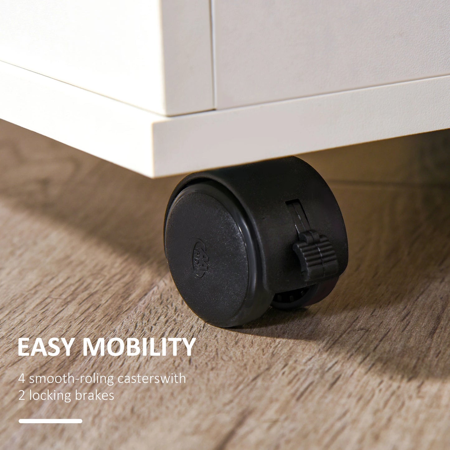 Mobile 3 Drawer File Cabinet with Wheels, Lock, Keys, White Office Cabinets & Cupboards at Gallery Canada