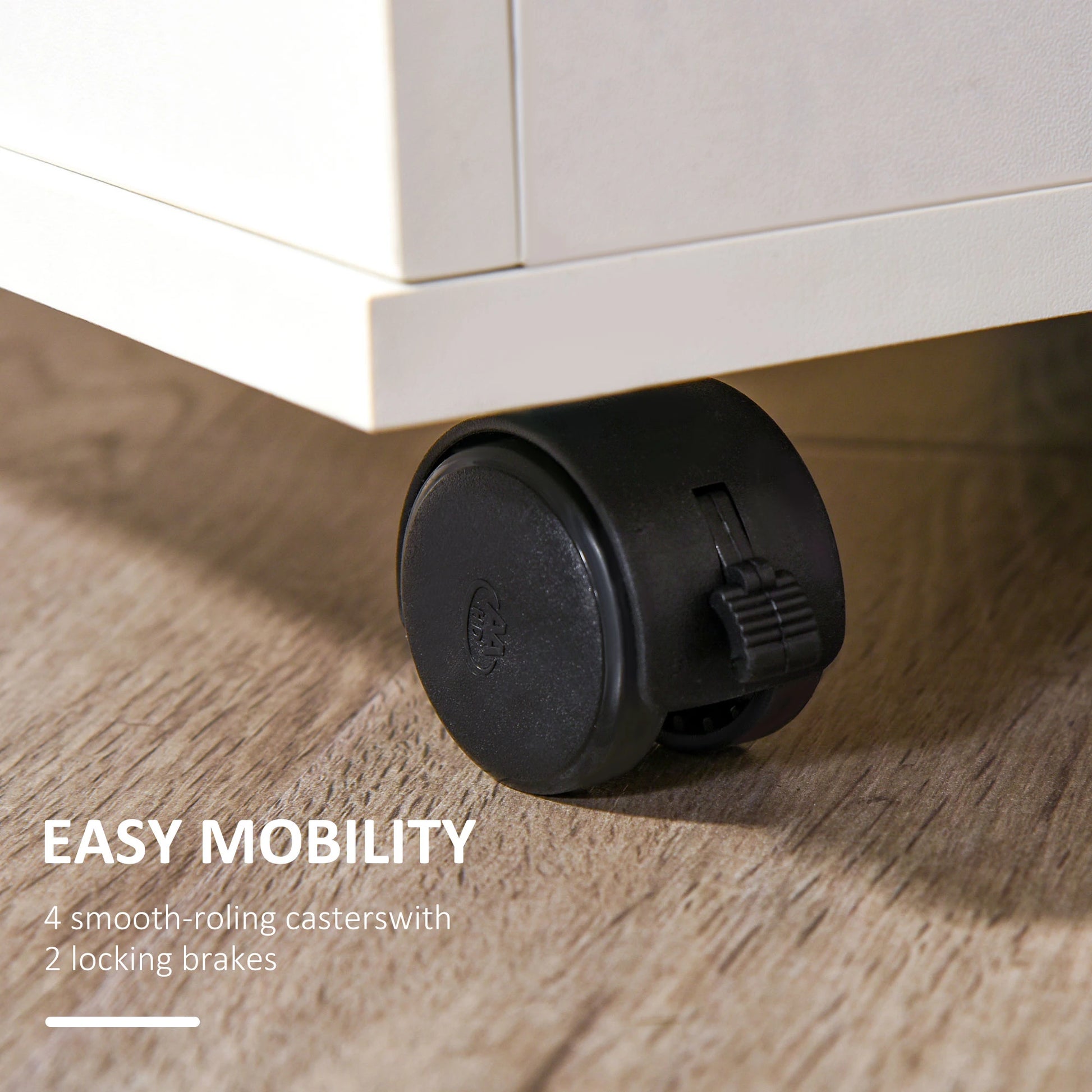 Mobile 3 Drawer File Cabinet with Wheels, Lock, Keys, White Office Cabinets & Cupboards at Gallery Canada