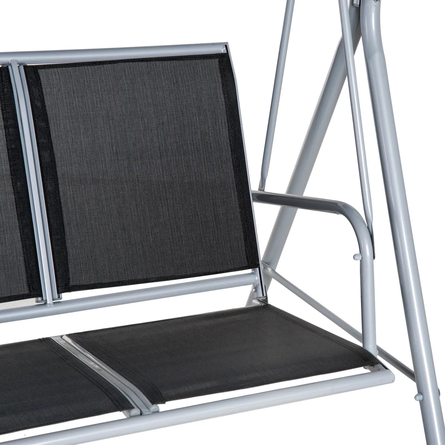 3-Seater Patio Swing, Outdoor Swing Chair, Black Patio Swings with Stand at Gallery Canada