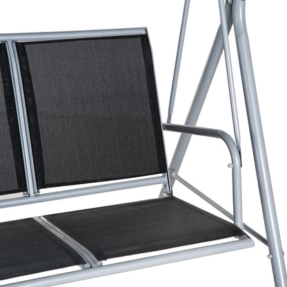 3-Seater Patio Swing, Outdoor Swing Chair, Black Patio Swings with Stand at Gallery Canada