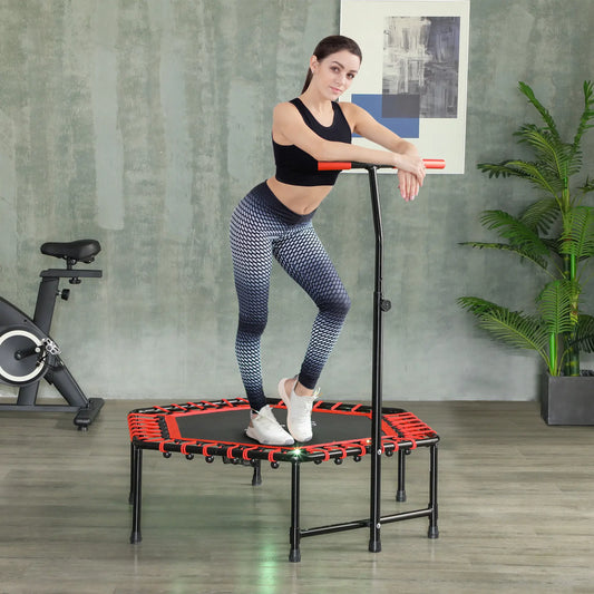 45" Rebounder Trampoline, Quiet Bungee with LED Lights, Adjustable Handle, Red Trampolines Red at Gallery Canada