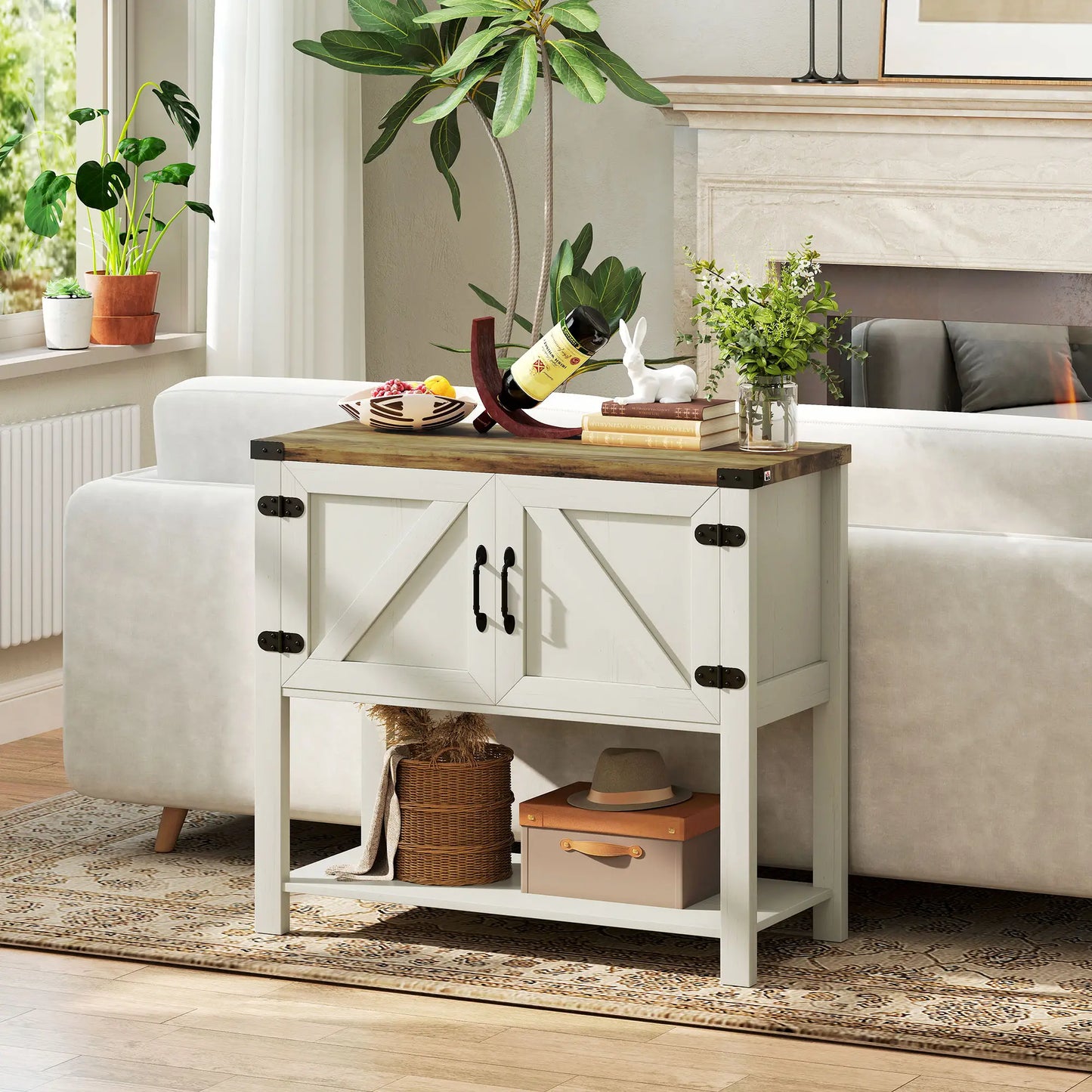 Farmhouse Kitchen Storage Cabinet, Free Standing Sideboard, White Storage Cabinets at Gallery Canada