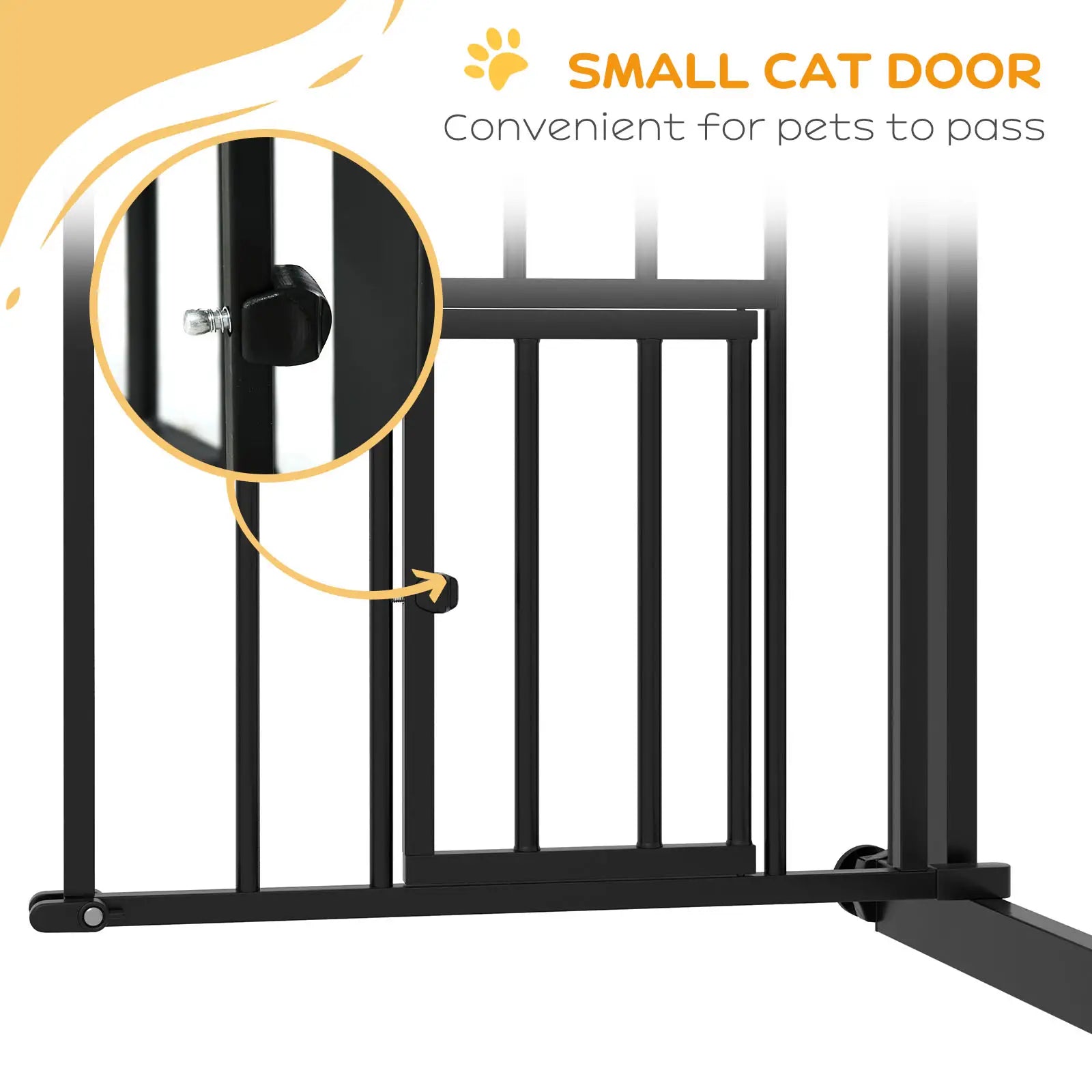 Auto-Close Pet Gate with Cat Door, Double Locking, Fits 29"-31.5" Wide, Black Houses, Kennels & Pens at Gallery Canada