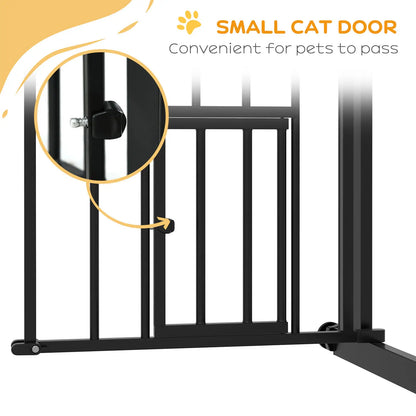 Auto-Close Pet Gate with Cat Door, Double Locking, Fits 29"-31.5" Wide, Black Houses, Kennels & Pens at Gallery Canada