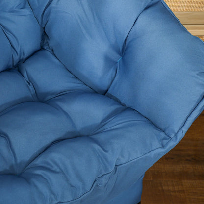 Modern Accent Chair, Armchair with Side Pockets and Solid Steel Legs, Comfy Reading Chair for Living Room, Bedroom, Blue Accent Chairs at Gallery Canada