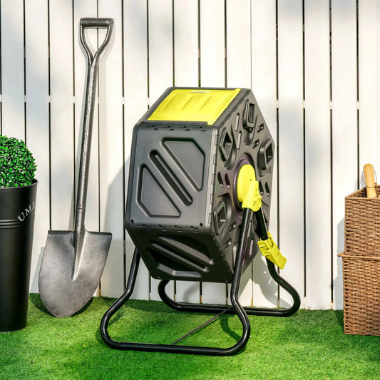 Rotating Composter Bin, 17 Gallon, Yellow Outdoor Compost Bin Black and Yellow at Gallery Canada