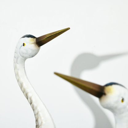 Set of 2 Crane Garden Sculptures, 28.5"-29.1", Blue Garden Decor at Gallery Canada