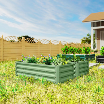 Galvanized Raised Garden Beds, Outdoor Planter Box Set, Light Green Galvanized Planter Boxes at Gallery Canada