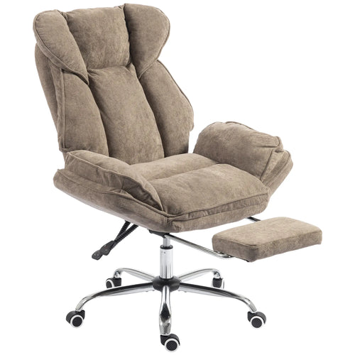 Criss Cross Chair With Wheels, Waterfall Armrests, Brown