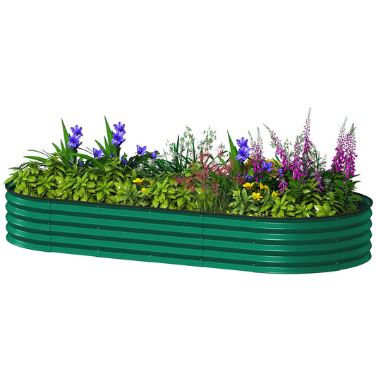 7' x 3' x 1' Galvanized Raised Garden Bed, Green Metal Plant Stake, Green Galvanized Planter Boxes Green at Gallery Canada