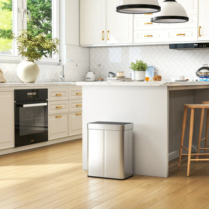 13.2 Gallon Sensor Can, Automatic Garbage Can, Soft Close Butterfly Lid, Fingerprint Proof Stainless Steel, Silver Household Supplies at Gallery Canada