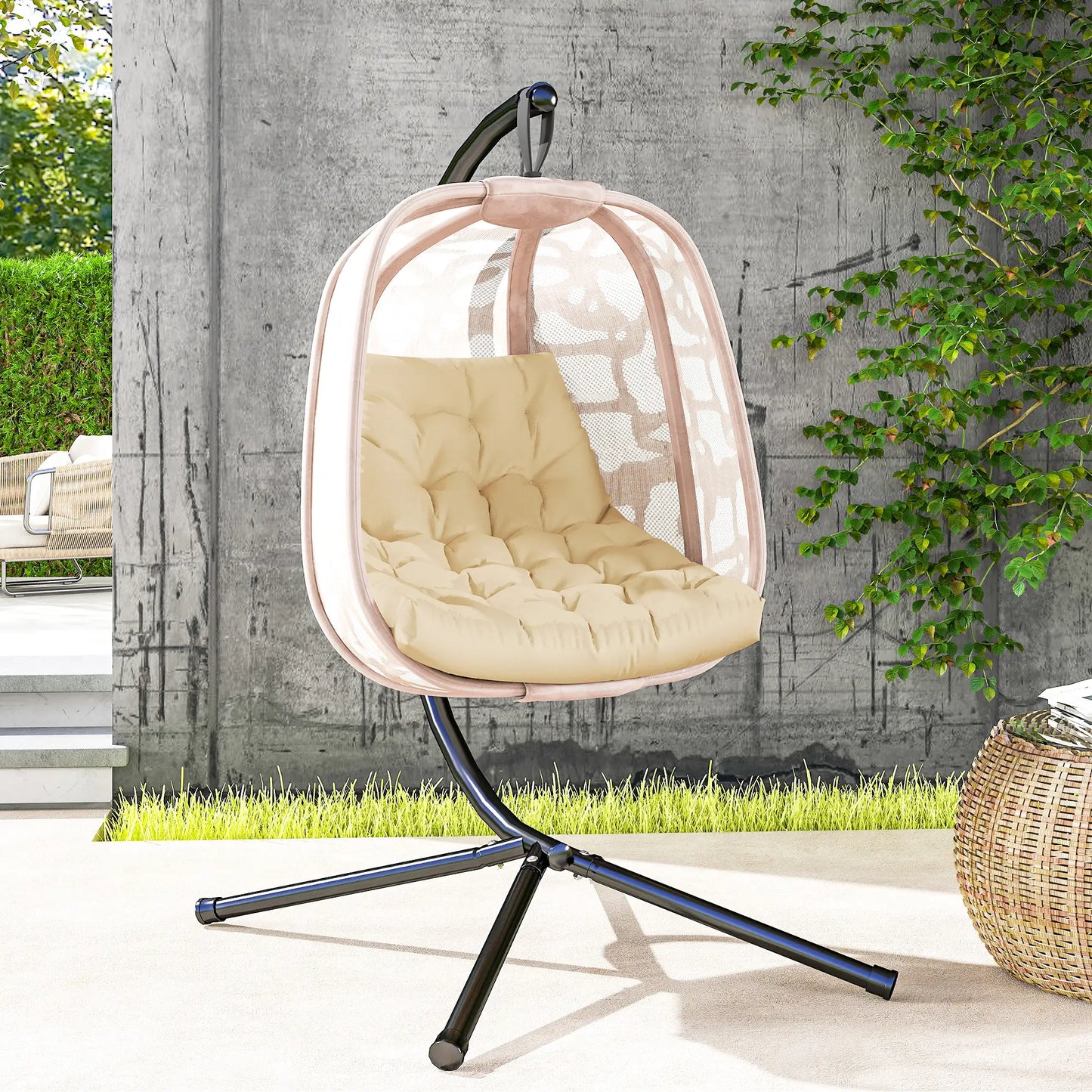 Outdoor Swing Cushion, Tufted Patio Cushion, Beige Patio Chair Cushions at Gallery Canada