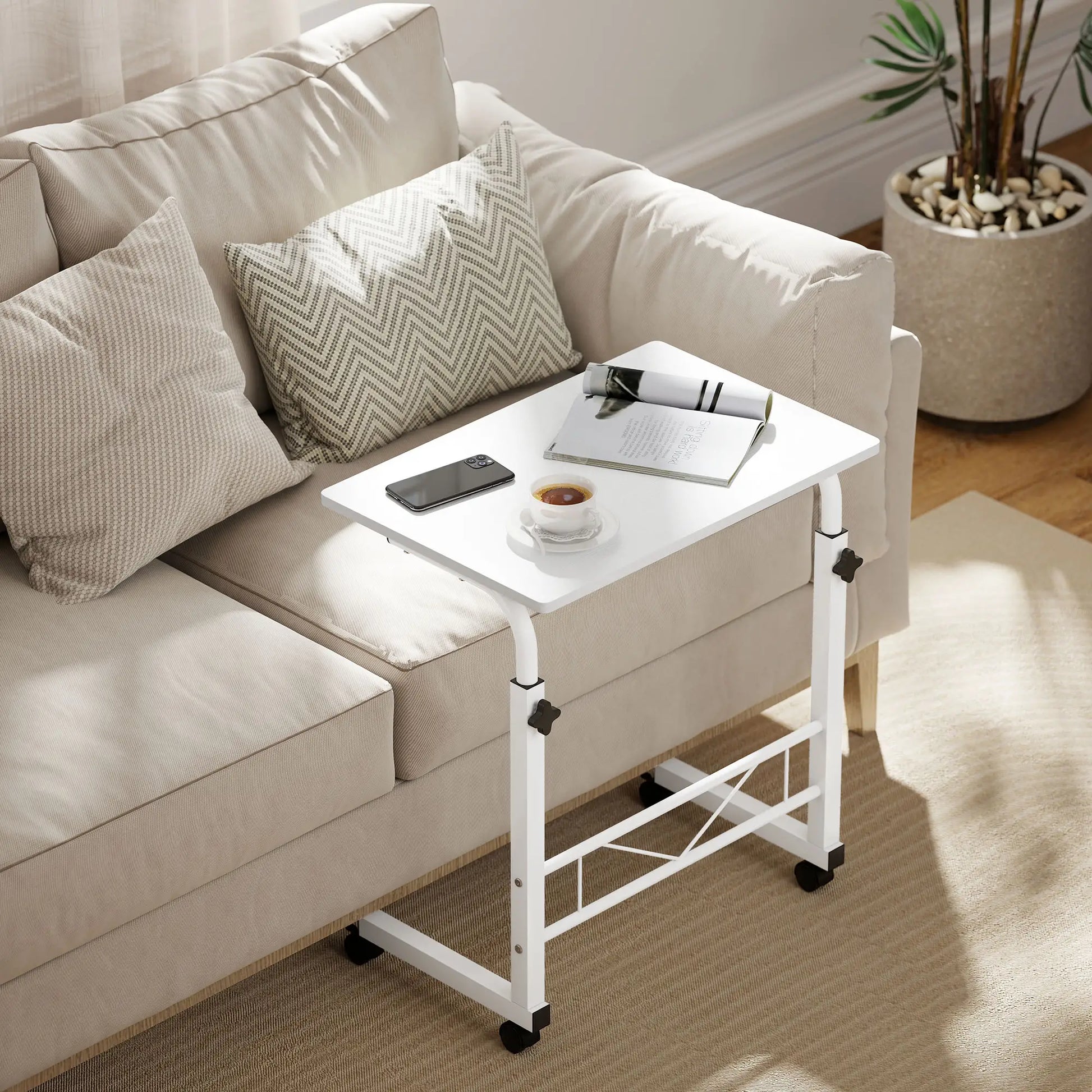 Mobile Standing Desk, Adjustable Height, 23.5 Inch, White Side Tables at Gallery Canada