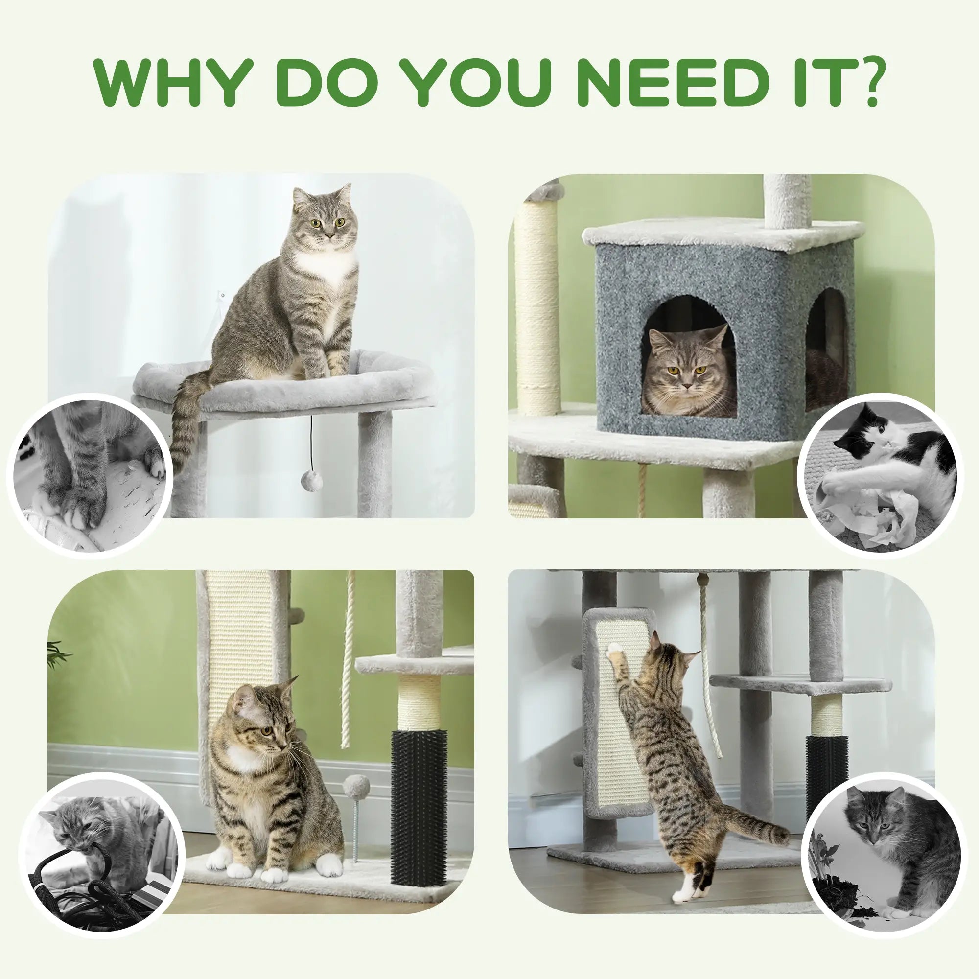 52 Inch Cat Tree, Scratching Posts, Bed, Condo, Grooming Brush Cat Trees at Gallery Canada