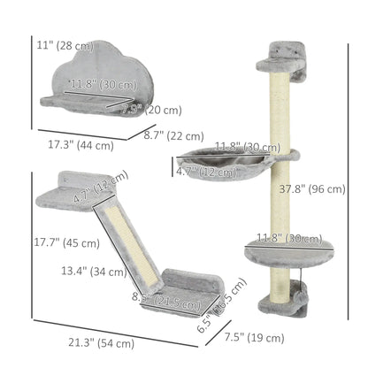3PCs Cat Shelves, Hammock, Scratching Posts, Platforms, Grey Cat Climbing Wall at Gallery Canada