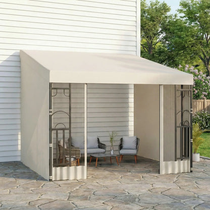 10' x 10' Wall Pergola, Outdoor Gazebo, 2 Curtains, 2 Nettings, Beige Pergolas at Gallery Canada