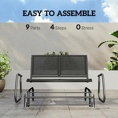 Outdoor Glider Bench, 2 Seater Garden Patio Chair, Black Outdoor Gliders at Gallery Canada