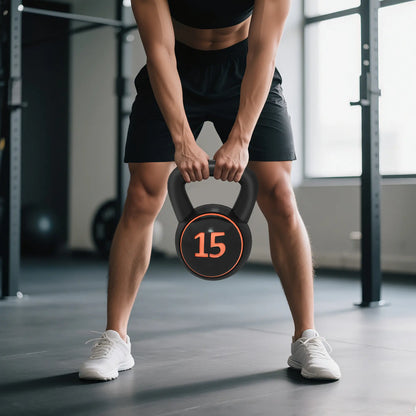 Three-Piece Kettlebell Set, 5lbs, 10lbs, 15lbs, with Stand Strength Training Equipment at Gallery Canada