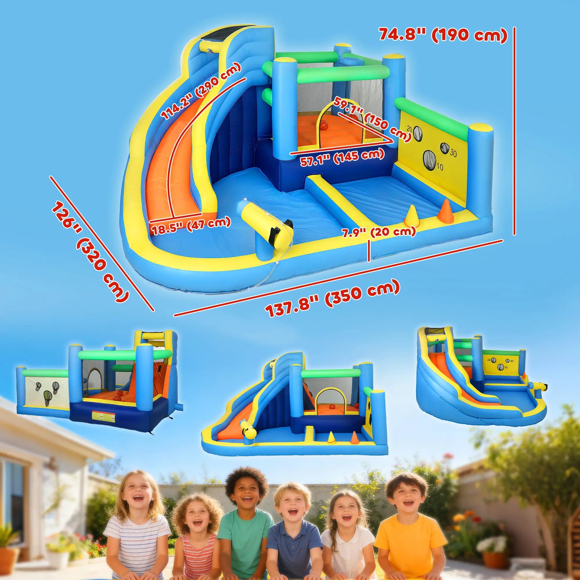 Inflatable Bounce House With Slide, Pool, Ball Pit, 12' x 12' Inflatables at Gallery Canada
