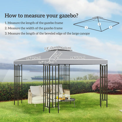 9.8' x 9.8' Square 2-Tier Gazebo Canopy Cover, Light Grey Gazebo Canopy Replacement at Gallery Canada