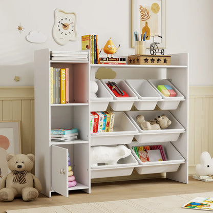 Kids Bookshelf And Toy Organizer, 8 Removable Bins, White Bookshelves & Bookcases at Gallery Canada