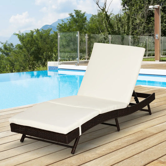 Wicker Patio Lounger, Outdoor S Shape Recliner, 5-Level Adjustable Backrest, Cream White Chaise Loungers Dark Coffee, Cream White at Gallery Canada