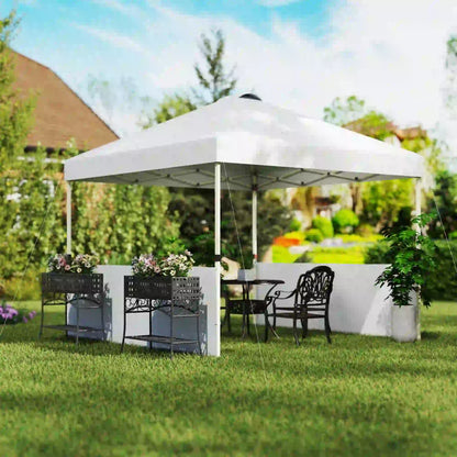 10' x 10' Pop Up Canopy Tent, 2 Half Sidewalls, UV50+, Adjustable, White Pop Up Canopies at Gallery Canada