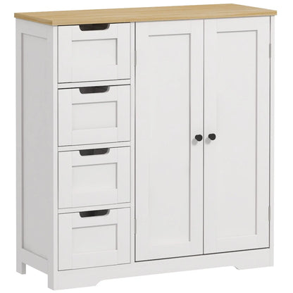 Freestanding Bathroom Floor Cabinet, Adjustable Shelf, 4 Drawers, 2 Doors, White Freestanding Bathroom Cabinets at Gallery Canada