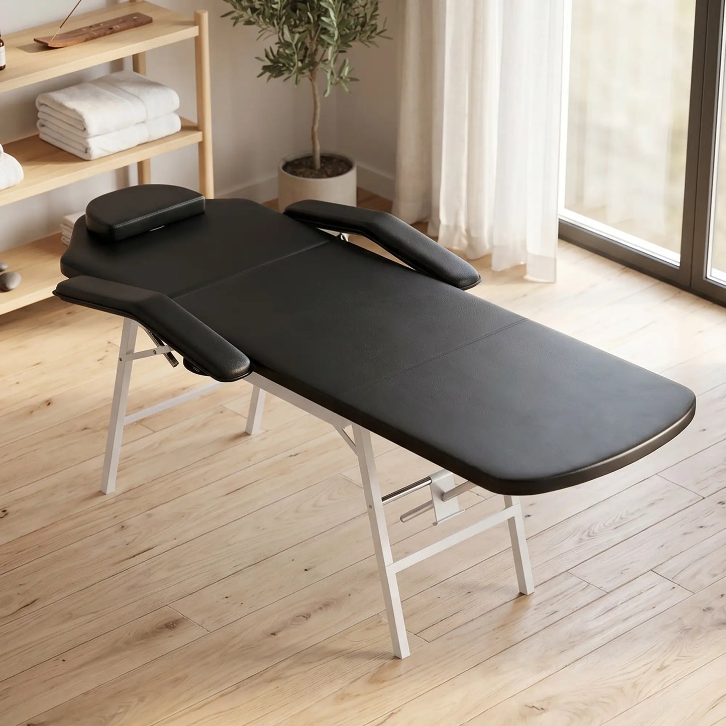 Table de massage pliante portable, noire
