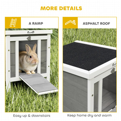 Wooden Rabbit Hutch, Bunny Cage, Outdoor Cat House, 20"x16.5"x17", Grey Rabbit Hutch at Gallery Canada