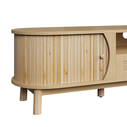 TV Stand, Solid Wood Doors, Drawers, 65" L x 14.5" W x 18" H, Natural TV Stands at Gallery Canada