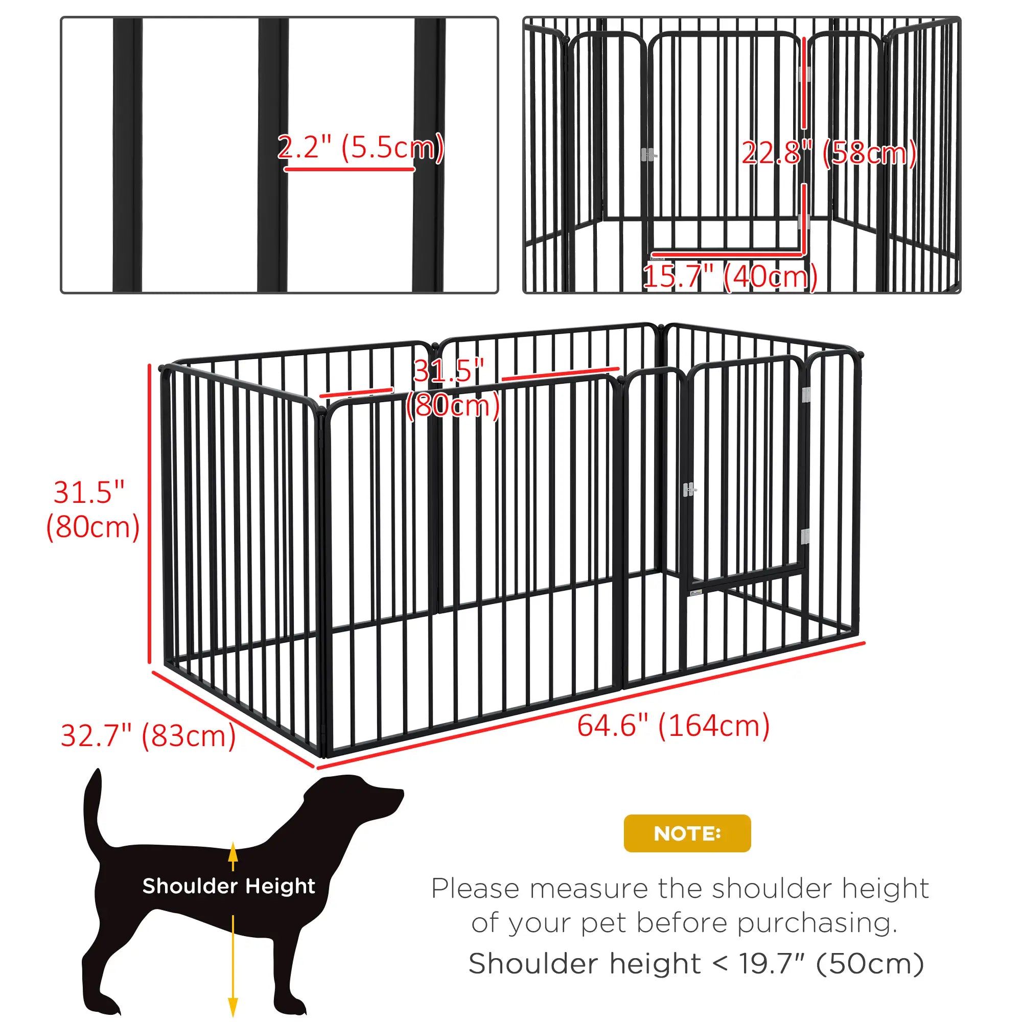 Outdoor Dog Fence, 6 Panels 31.5