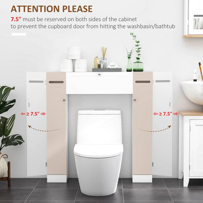 Over Toilet Storage Cabinet, Freestanding Bathroom Organizer with Adjustable Shelves, White Over The Toilet Storage at Gallery Canada