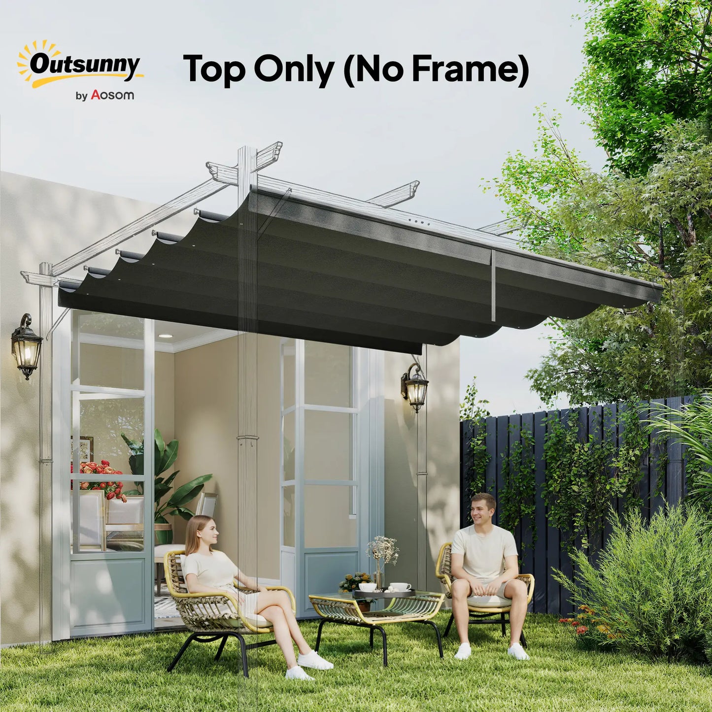 Retractable Pergola Canopy Cover, 10' x 13', Dark Grey Gazebo Canopy Replacement at Gallery Canada