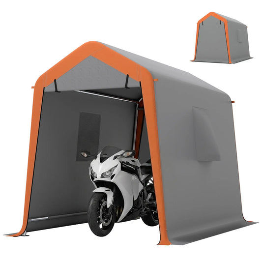 6' x 8' Portable Storage Shed Tent, Waterproof Motorcycle Bike Tent, Light Grey Car Shelters Light Grey at Gallery Canada