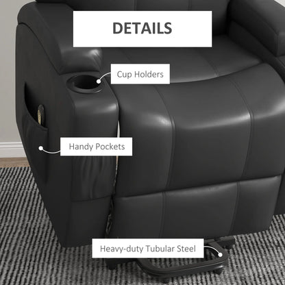 Power Recliner, Electric Lift Chair for Elderly with Footrest, Remote Control, Side Pockets and Cup Holders, Grey Electric Power Lift Chairs at Gallery Canada