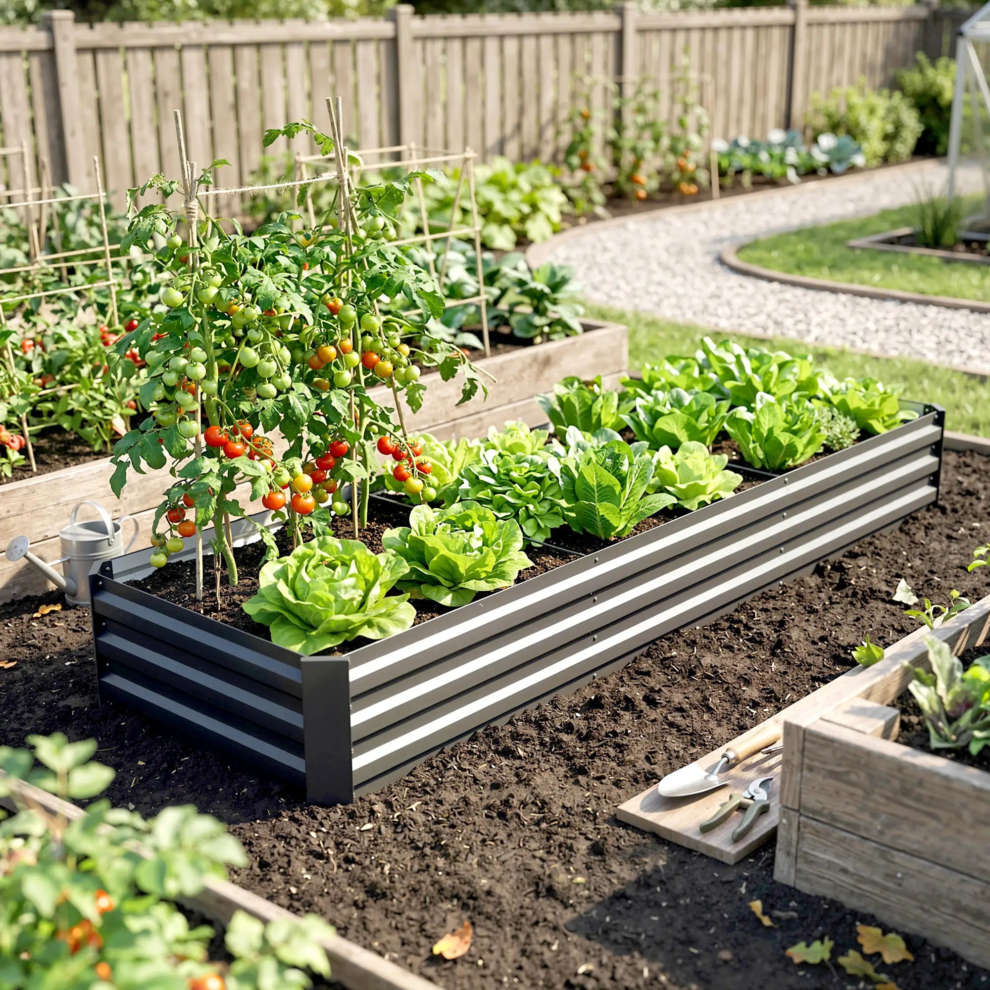8'x2'x1' Galvanized Raised Bed, Elevated Planter Box, Dark Grey Raised Garden Beds at Gallery Canada