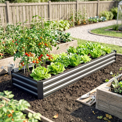 8'x2'x1' Galvanized Raised Bed, Elevated Planter Box, Dark Grey Raised Garden Beds at Gallery Canada