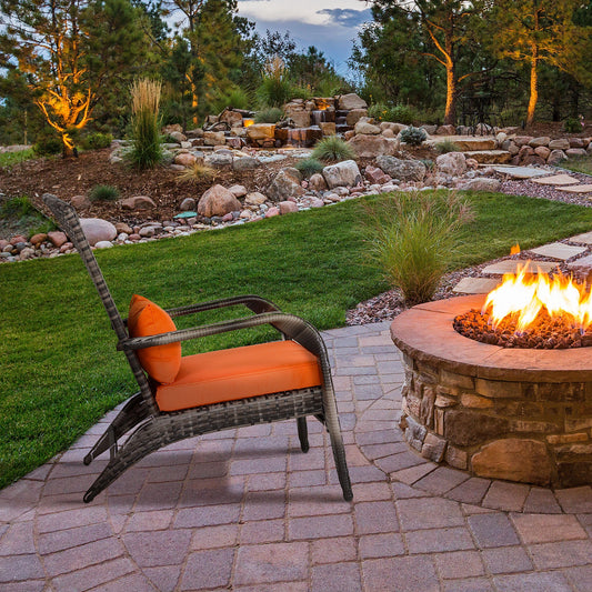 Patio Wicker Adirondack Chair, Outdoor PE Rattan, Orange Patio Chairs Orange at Gallery Canada
