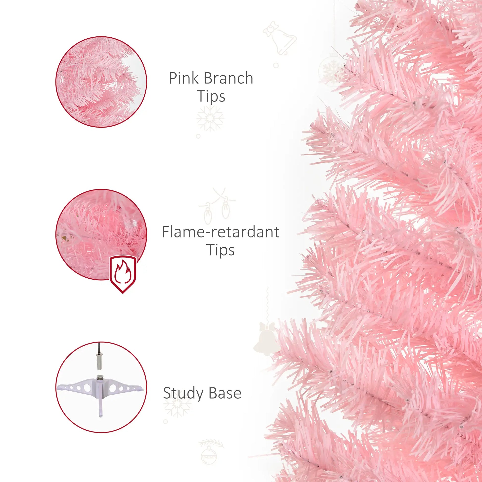 4FT Artificial Christmas Tree Holiday Xmas Holiday Pencil Tree Decoration with Automatic Open for Home Party, Pink Artificial Christmas Trees at Gallery Canada