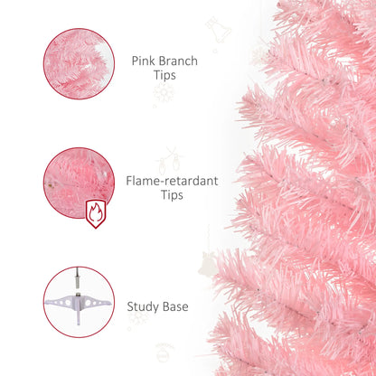 4FT Artificial Christmas Tree Holiday Xmas Holiday Pencil Tree Decoration with Automatic Open for Home Party, Pink Artificial Christmas Trees at Gallery Canada