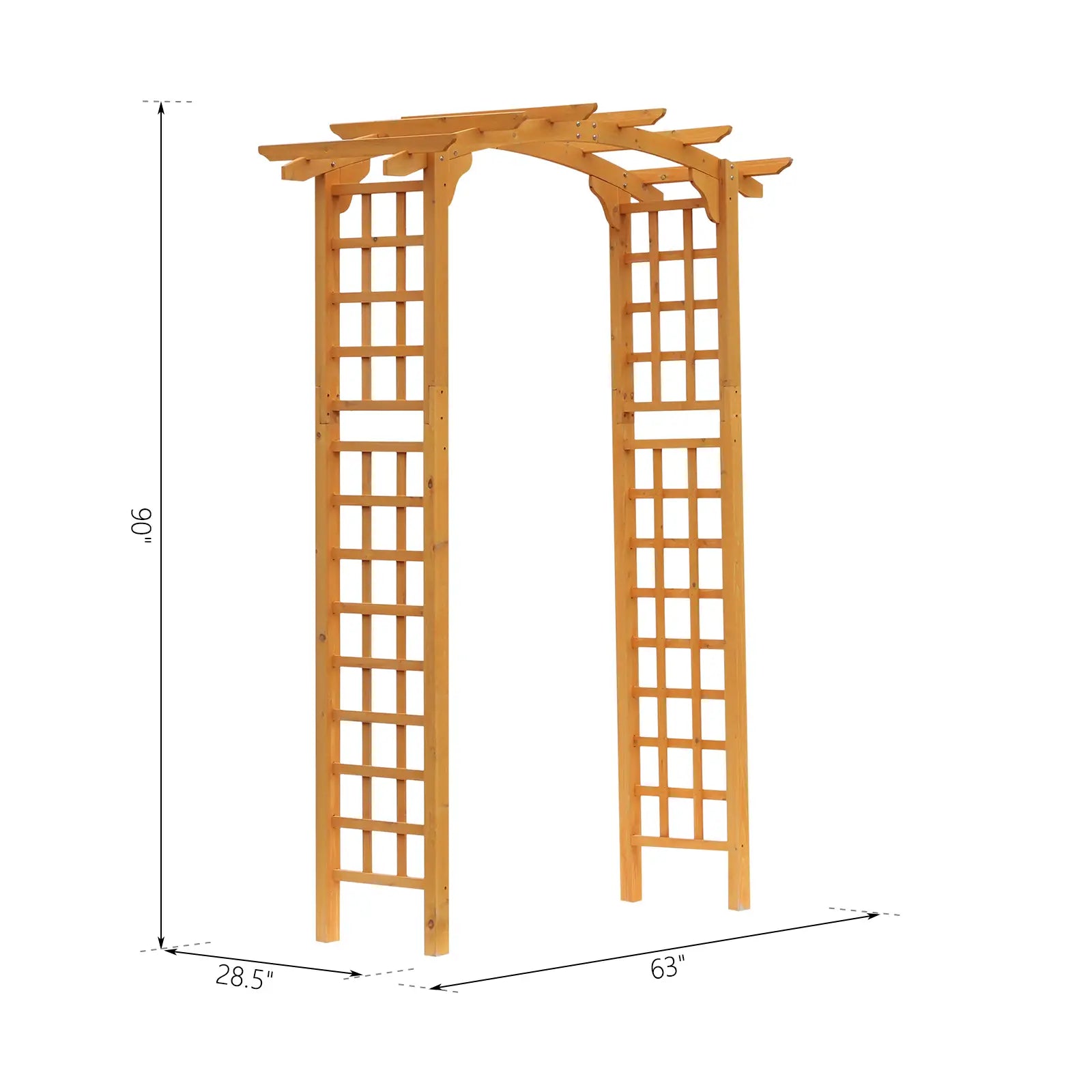 7.5FT Wood Garden Arch Trellis, Round Pergola Arbor, Yellow Garden Arches at Gallery Canada