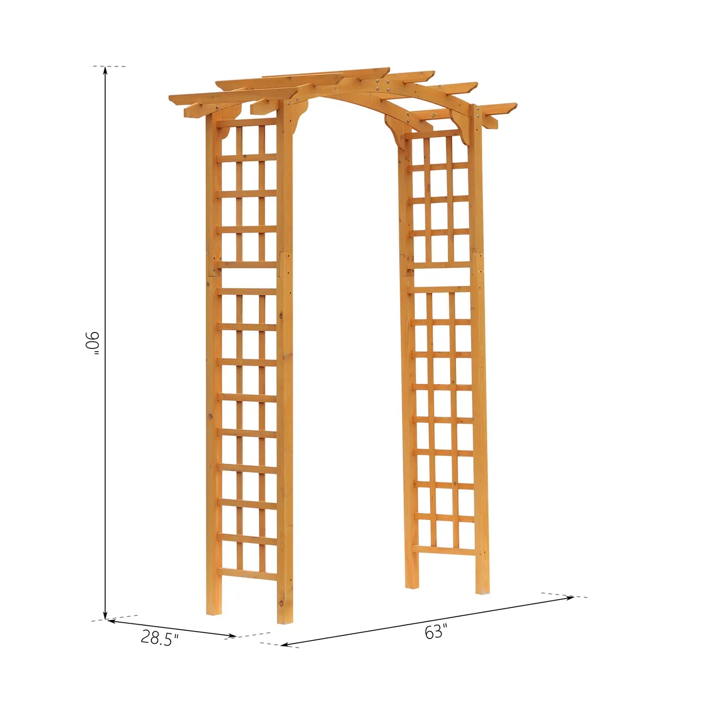 7.5FT Wood Garden Arch Trellis, Round Pergola Arbor, Yellow Garden Arches at Gallery Canada